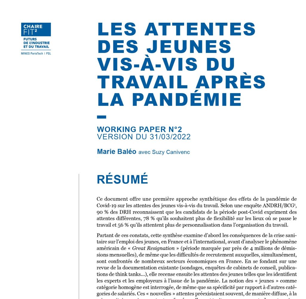Les  attentes des jeunes vis-à-vis du travail après la pandémie